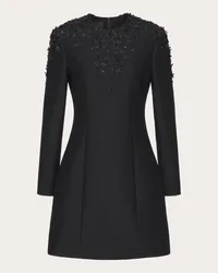 Valentino Garavani ABITO CORTO IN CREPE COUTURE RICAMATO Donna NERO Nero