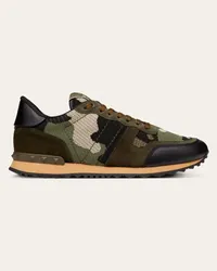 Valentino Garavani SNEAKER ROCKRUNNER CAMOUFLAGE IN TESSUTO-RETE Uomo VERDE MILITARE/BEIGE Verde