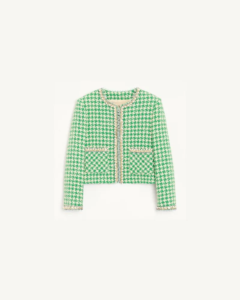 Valentino Garavani Giacca In Tweed Pied De Poule Ricamata Donna VERDE/BETULLA Verde