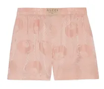 Shorts in seta con Incrocio GG e papaveri