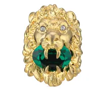 Anello testa di leone con cristallo
