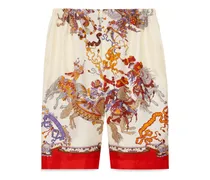 Gucci Shorts in seta con stampa re sole Bianco
