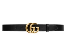 Cintura in pelle GG Marmont con fibbia lucida