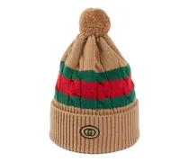 Cappello in lana lavorata a maglia con nastro Web