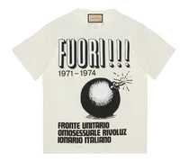 T-shirt in jersey di cotone con stampa Fuori