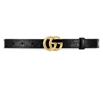 Cintura GG Marmont in caimano con fibbia lucida