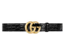 Cintura GG Marmont in caimano con fibbia lucida