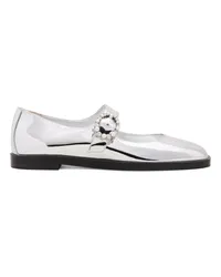 Stuart Weitzman Loralei Crystal Mary Jane - Donna Mocassini E Scarpe Basse Silver Silver