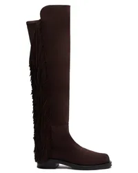 Stuart Weitzman 5050 Bold Fringe Boot - Donna  Hickory Hickory