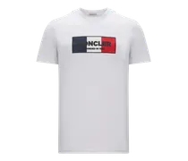 T-shirt con motivo tricolore, Uomo, Bianco, Taglia: XXL
