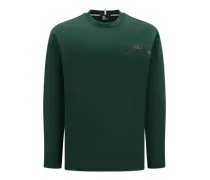 T-shirt logata a maniche lunghe, Uomo, Verde, Taglia: XL