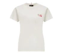 T-shirt con logo montagna, Donna, Bianco, Taglia: M