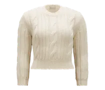 Maglione in lana a treccia, Donna, Bianco, Taglia: XS