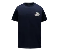 T-shirt con doppio logo, Uomo, Blu, Taglia: XL