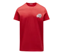 T-shirt con doppio logo, Uomo, Rosso, Taglia: M