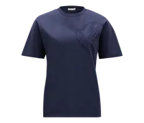 T-shirt con logo ricamato, Donna, Blu, Taglia: XL
