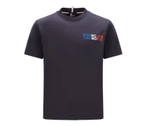 T-shirt con logo montagna, Uomo, Blu, Taglia: 3XL