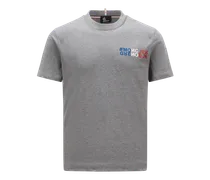 T-shirt con logo montagna, Uomo, Grigio, Taglia: S