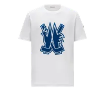 T-shirt logata stile hockey, Uomo, Bianco, Taglia: 3XL