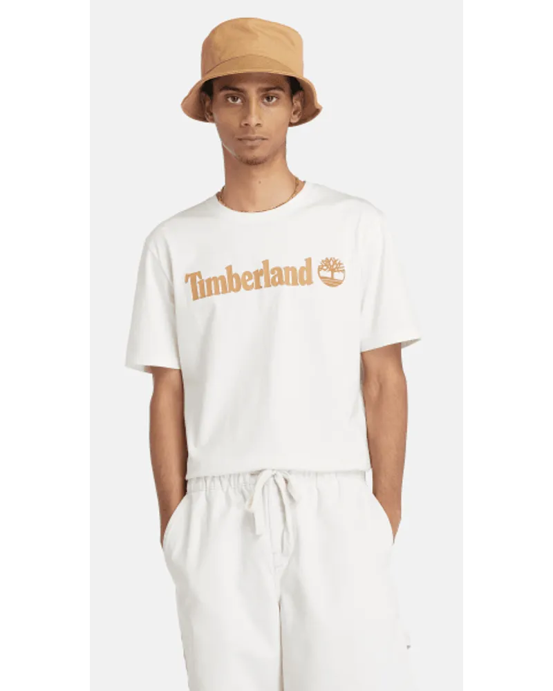 Timberland T-shirt con Logo Lineare da Uomo in bianco, Uomo, bianco, Taglia Bianco