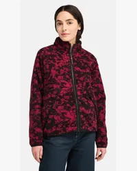 Timberland Giacca in Pile a Pelo Lungo con Stampa e Zip Intera da Donna in rosso scuro, Donna, rosso, Taglia: XL 