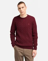 Timberland Maglione Girocollo a Trecce Phillips Brook da Uomo in rosso scuro, Uomo, rosso, Taglia Rosso