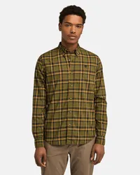 Timberland Camicia a Quadri in Popeline Elasticizzato da Uomo in verde, Uomo, verde, Taglia Verde