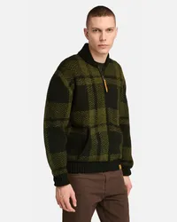 Timberland Cardigan a Quadri con Zip Intera da Uomo in verde, Uomo, verde, Taglia Verde