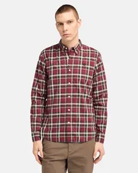 Timberland Camicia a Quadri in Popeline Elasticizzato da Uomo in rosso, Uomo, rosso, Taglia Rosso