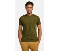 Timberland T-shirt (Slim) a Maniche Corte con Logo sul Petto Oyster River da Uomo in verde oliva, Uomo, verde, Taglia Verde