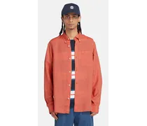 Camicia In Lino Con Tasca Da Uomo In Arancione Chiaro Arancione
