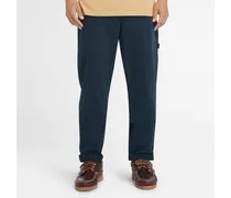 Pantaloni Carpenter Elasticizzati In Tela Effetto Lavato Da Uomo In Blu Scuro Blu