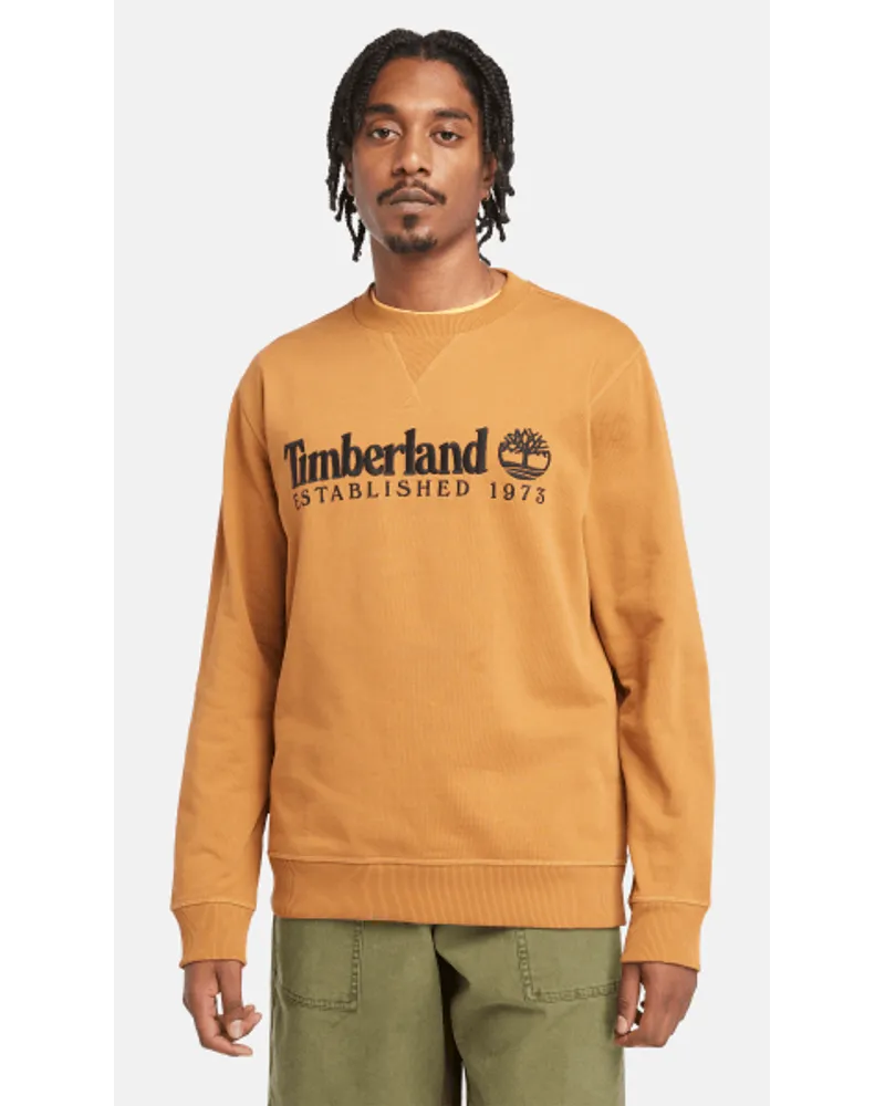 Timberland Felpa Girocollo con Logo Est. 1973 da Uomo in giallo, Uomo, giallo, Taglia Giallo