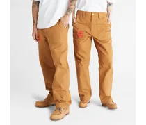 Pantaloni Workwear Da Uomo Clot X  Duck Canvas In Giallo Scuro Marrone