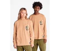 T-shirt a Maniche Lunghe con Grafica sul Retro Bee Line x Timberland in marrone, marrone, Taglia: XXL