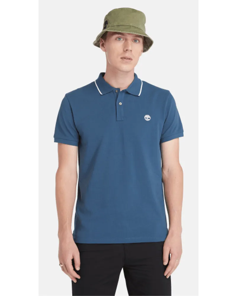 Timberland Polo da Uomo con Stampa sul Colletto Millers River in blu, Uomo, blu, Taglia Blu