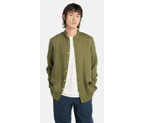Camicia in Lino con Colletto alla Coreana Mill Brook da Uomo in verde, Uomo, verde, Taglia