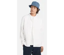 Camicia in Lino con Colletto alla Coreana Mill Brook da Uomo in bianco, Uomo, bianco, Taglia