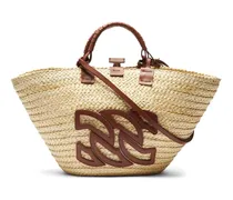 Panarea Raffia Basket Bag - Donna  Natur And Rum