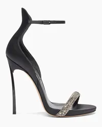 Casadei Cappa Blade Stratosphere Satin Sandals - Donna Sandali Jet Hematite And Black Jet