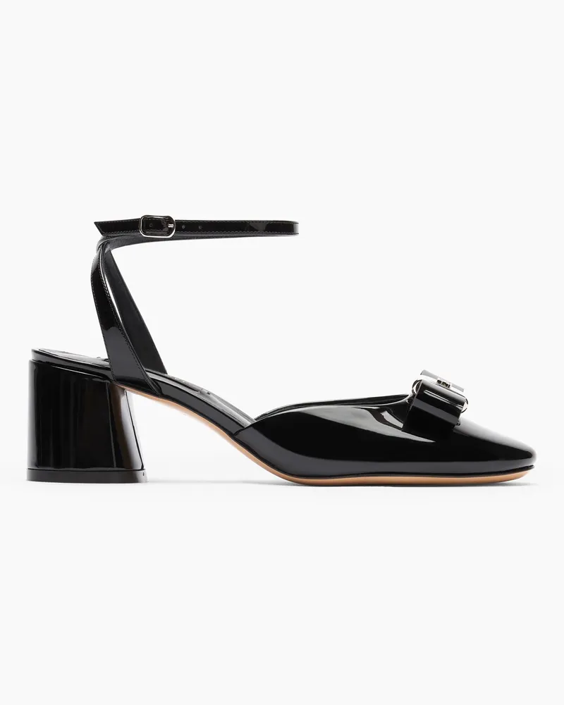 Casadei Cleo Patent Leather Open Pumps - Donna Décolleté E Slingback Black Black