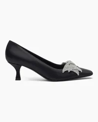 Casadei Butterfly Geraldine Crystal Satin Kitten Pumps - Donna Décolleté E Slingback Black Black