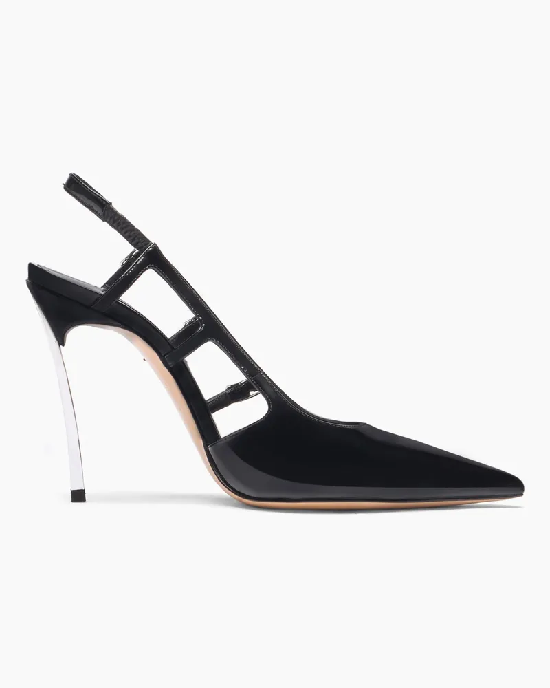 Casadei Superblade Straps Patent Leather Slingbacks - Donna Décolleté E Slingback Black Black