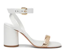 Atomium Cleo Leather And Platinum Sandals - Donna Sandali Gold And White