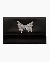 Casadei Butterfly Satin Clutch - Donna Borse Black Black