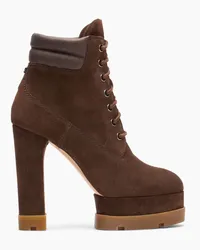 Casadei Nancy Laced Suede Ankle Boots - Donna Stivaletti Cacao Cacao