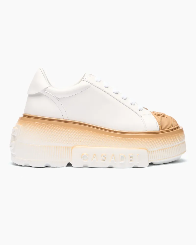 Casadei Nexus Toe Cap Sneakers - Donna Sneakers White And Hazelnut White