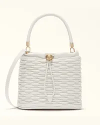 Furla Mionido Borsa A Secchiello Marshmallow Bianco Nappa Di Pelle Di Vitello Di Lusso Trapuntata Dattero Donna Bianco