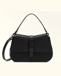 Furla Flow Borsa A Mano Nero Nero Pelle Di Vitello Claris Lux Donna Nero