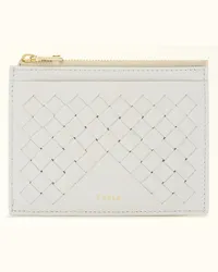 Furla Gerla Porta Carte Di Credito Marshmallow Bianco Pelle Nappa Intrecciata + Pelle Nappa Donna Bianco